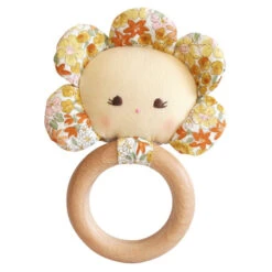 FLOWER BABY TEETHER RATTLE IN SWEET MARIGOLD