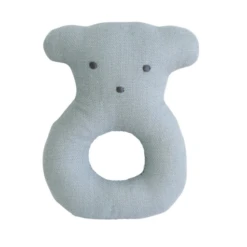 LINEN BEAR RING RATTLE GREY