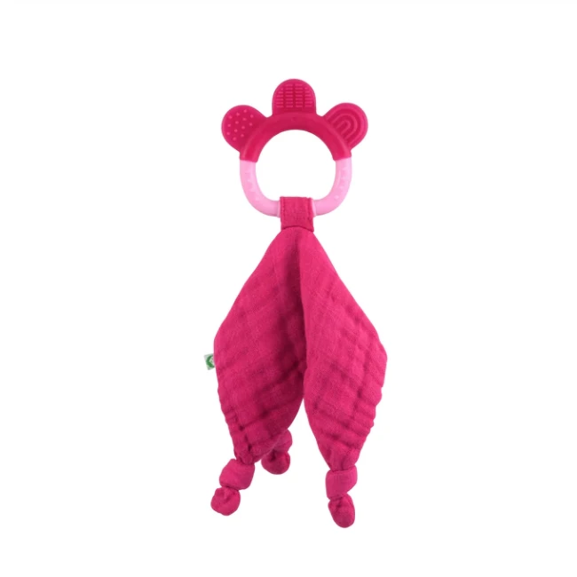Green Sprouts MUSLIN BLANKIE TEETHER MADE FROM ORGANIC COTTON - PINK 3 Green Sprouts MUSLIN BLANKIE TEETHER MADE FROM ORGANIC COTTON - PINK
