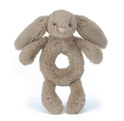 JELLYCAT BASHFUL BEIGE BUNNY RING RATTLE